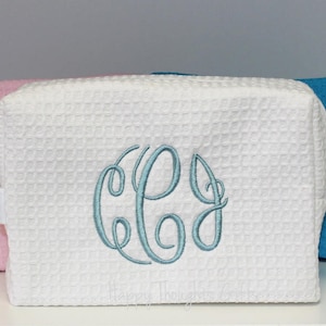 Monogrammed Waffle Weave Make up Bag