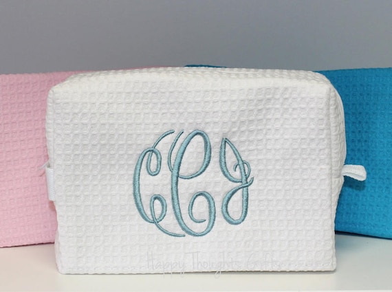 Monogram Makeup Bag Cosmetic Bag Personalized Bag Waffle Weave Bag Lined Makeup Bag Monogram Graduation Gift Bridesmaid Gift Etsy Canada
