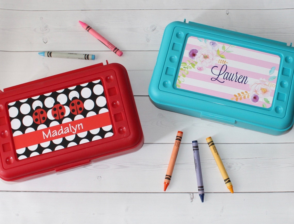 Personalized Pencil Box School Supply Box Crayon Box Etsy