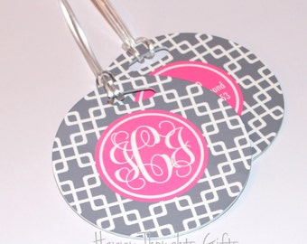Round Luggage Tags Henna,Symmetrical Doodle Style Cute Novelty Round Luggage Tags Henna,Symmetrical Doodle Style Cute Novelty