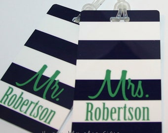 Personalized Mr. and Mrs. Luggage Tag - Couples Bag Tag - Honeymoon Shower Wedding Gift