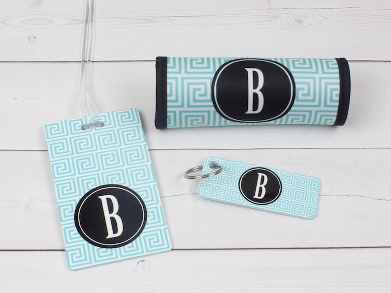 Luggage Handle Wrap and Tag Set Monogram Luggage Tag Bag Etsy