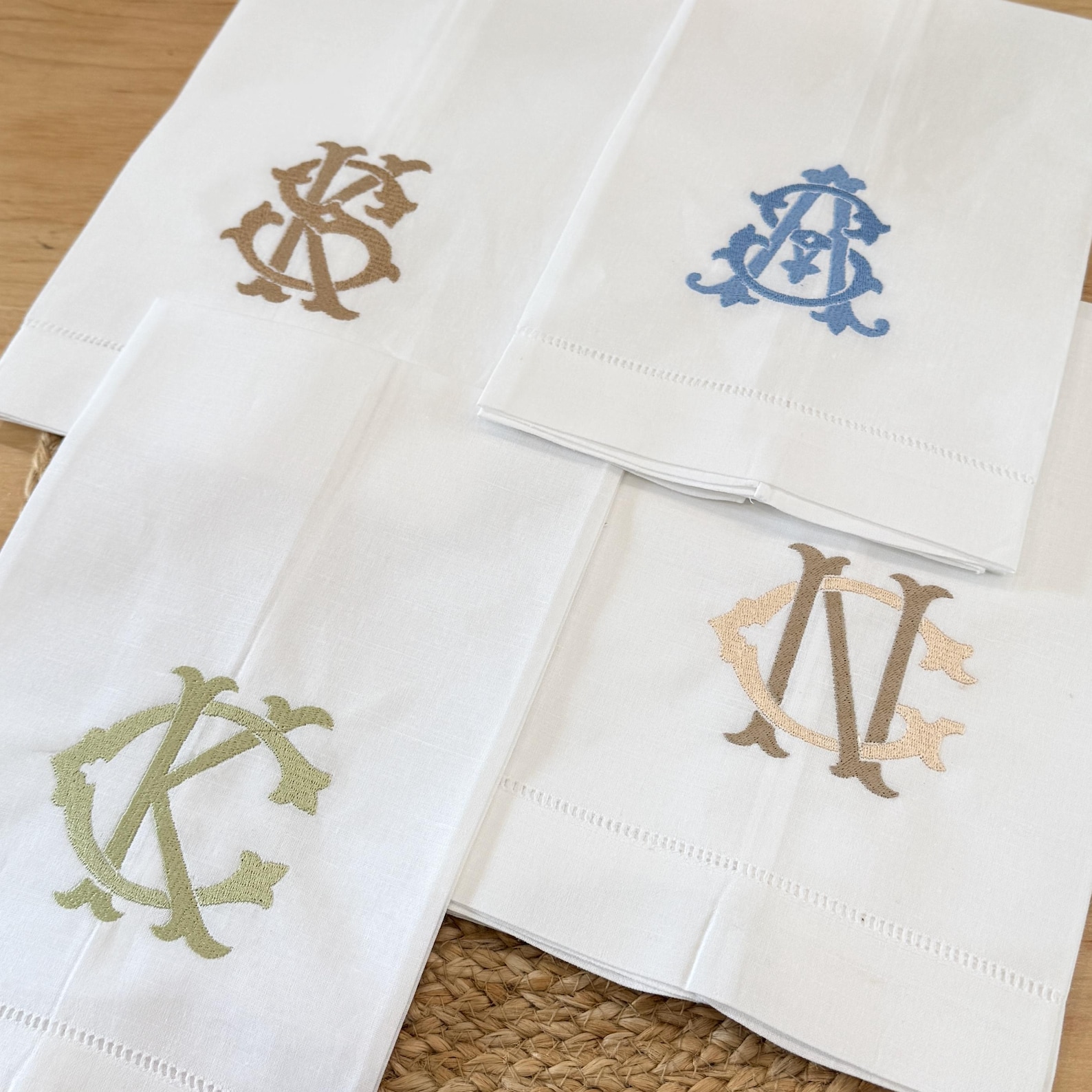 Monogram Linen Guest Bath Towel | Set of 2