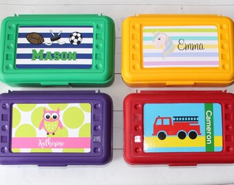 Personalized School Supply Box - Pencil Case - Pencil Box - Crayon Box - School Supplies - Sports - Camo - Ninja - Back to School