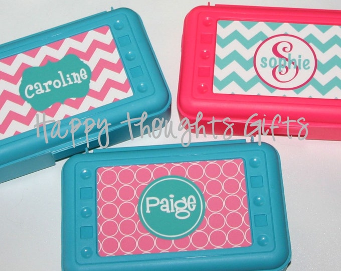 THREE Personalized Pencil Crayon Boxes / Art Supply Case Etsy