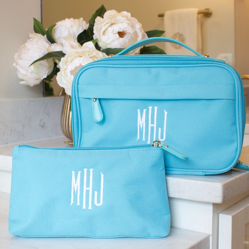 Personalized Toiletry and Makeup Bag Set Travel Cosmetic Etsy