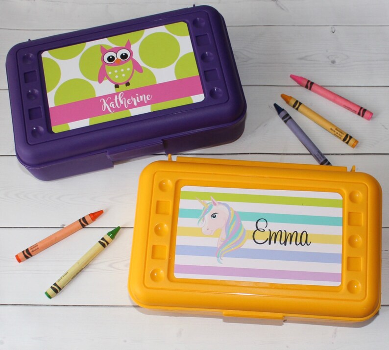 Personalized Pencil Box School Supply Box Crayon Box Etsy