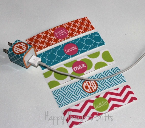 Custom Monogrammed iPhone Charger Wrap Custom Personalized Etsy