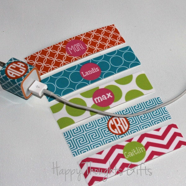 Custom Monogram iPhone Charger Wrap