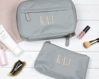 Personalized Toiletry and Makeup Bag Set - travel - cosmetic bag -  bridesmaid gift