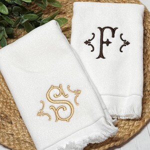 Personalized Monogram Fingertip Hand Towel with Single Initial - Hostess Gift - Shower Gift image 4