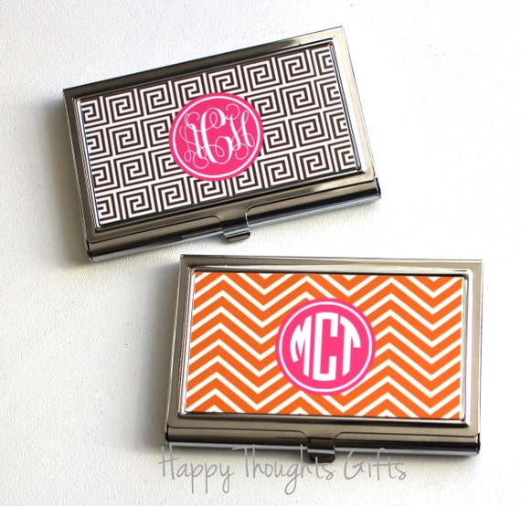 business card case monogram business card holder etsy
