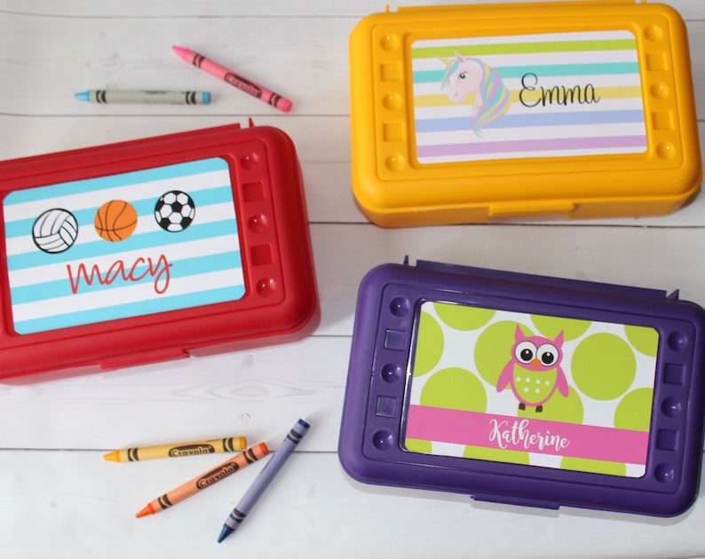 Personalized Pencil Box School Supply Box Crayon Box Etsy