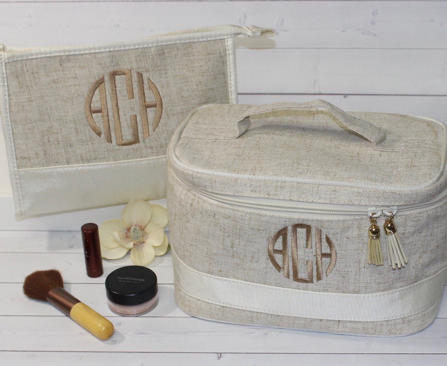Monogram Makeup Bag Train Case Toiletry Bag Cosmetic Bag Etsy