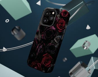 Dark Floral Red and Black Roses Phone Case | Magnetic Impact-Resistant Case