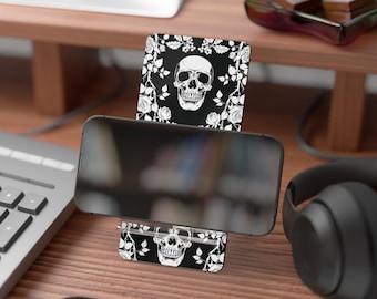 Skull Design Phone Stand, Goth Tech Accessory