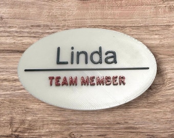 Placa de identificación personalizada impresa en 3D / Etiqueta de empleado personalizada