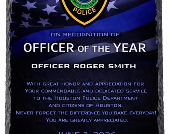 Placa de reconocimiento personalizada de pizarra - Policía - Bomberos - Personal de primera respuesta