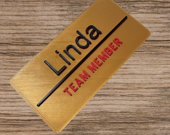 Placa de identificación personalizada impresa en 3D / Etiqueta de empleado personalizada - Rectangular