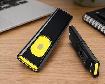 Personalized Slim LED Work Light, Magnetic Portable Flashlight, USB-C Rechargeable, Engraved Gift