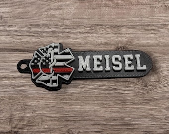 Llavero de bombero personalizado impreso en 3D: Etiqueta de mochila personalizada