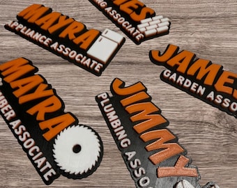 Personalized 3D Printed Name Tag: Work Shirt, Apron Icon Version