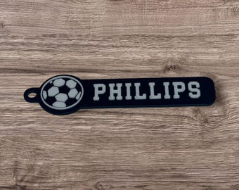 Llavero de fútbol personalizado impreso en 3D: Etiqueta de mochila personalizada