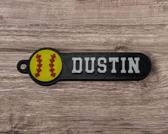 Llavero personalizado de béisbol/sóftbol impreso en 3D: Etiqueta personalizada para mochila