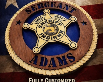 Placa de madera personalizada - Sheriff - Policía - Agente - Hecho a pedido
