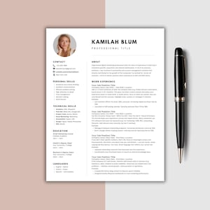 Modern CV-mall med foto och personligt brev | Redigerbart Canva CV (direktnedladdning)