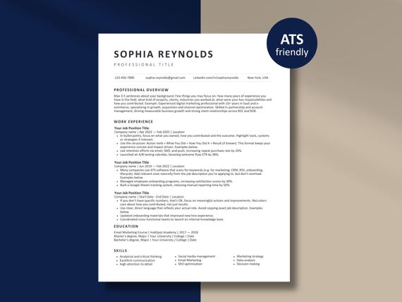 Professional ATS Resume Template Bundle Canva + Google Docs: Cover Letter, References & Interview Prep Guide