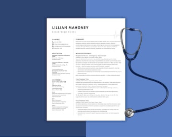 Nurse Resume Template Canva | Modern rn resume + Cover Letter for LPN BSN CNA