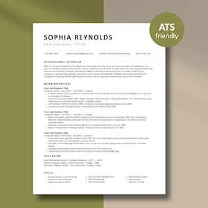 ATS Resume Template Google Docs, Editable Professional Resume & Cover Letter, Modern Canva CV Template, ATS Friendly (Instant Download)