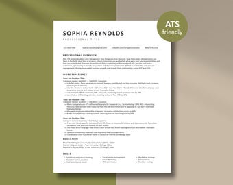 ATS Resume Template Google Docs, Modern Canva CV (Instant Download)