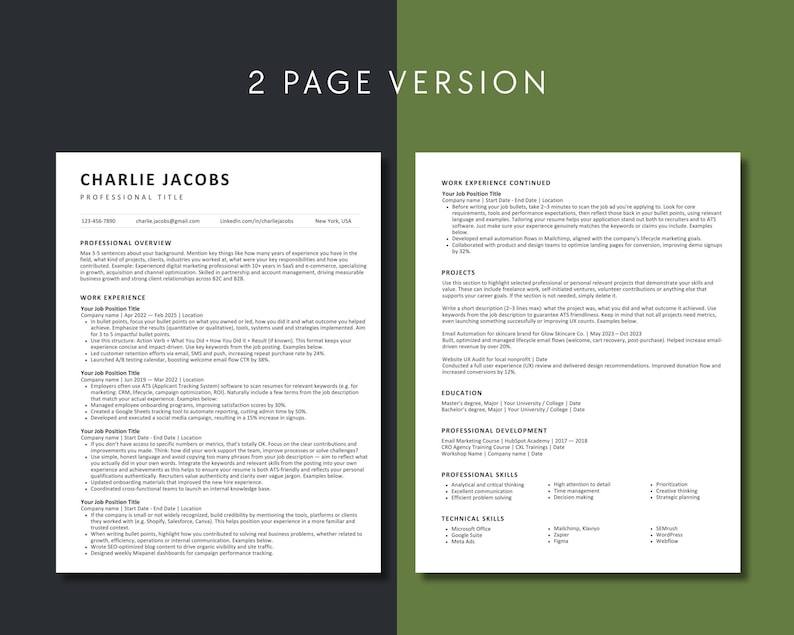 Simple Resume Template Atsfriendly Clean Minimalist Layout Canva CV