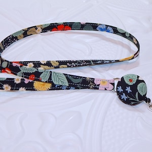 Rifle Paper Fabric Lanyard With Badge Reel, Breakaway Lanyard, Teacher Lanyard With Id Holder