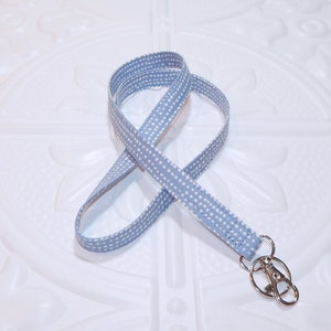Lanyard, Blue And White Dots, Optional Breakaway, Lanyard For Keys