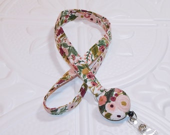 Rifle Paper Floral Breakaway Lanyard with Retractable Badge Reel