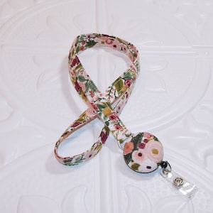 Rifle Paper Floral Breakaway Lanyard with Retractable Badge Reel
