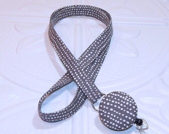 Gray Fabric Lanyard With Detachable Badge Reel Choose Regular Or Breakaway