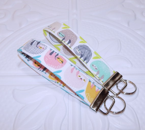 Baby Sloth Wristlet Key Fob Keychain and Scrunchie Set