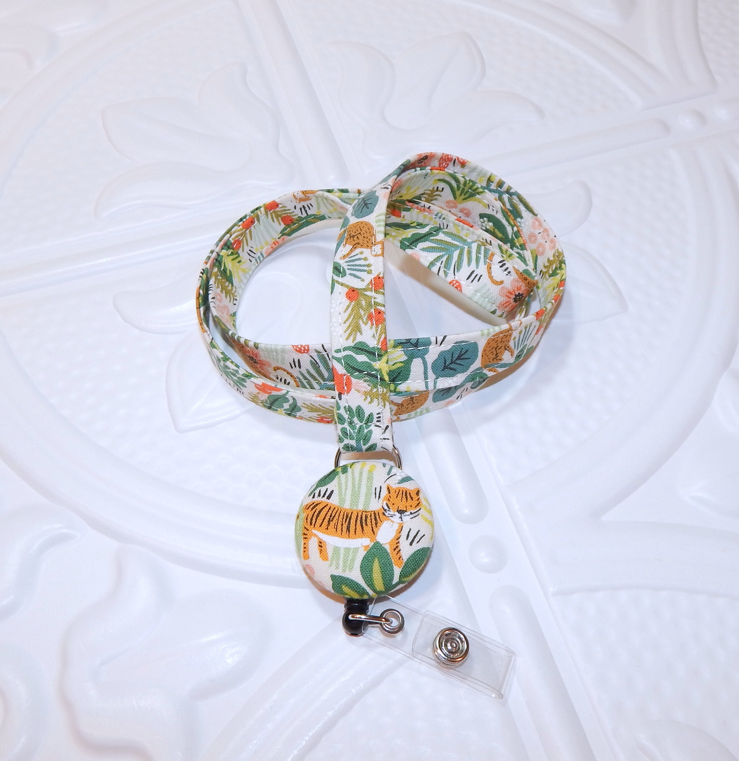 Rifle Paper Fabric Lanyard With Badge Reel Breakaway Lanyard Etsy