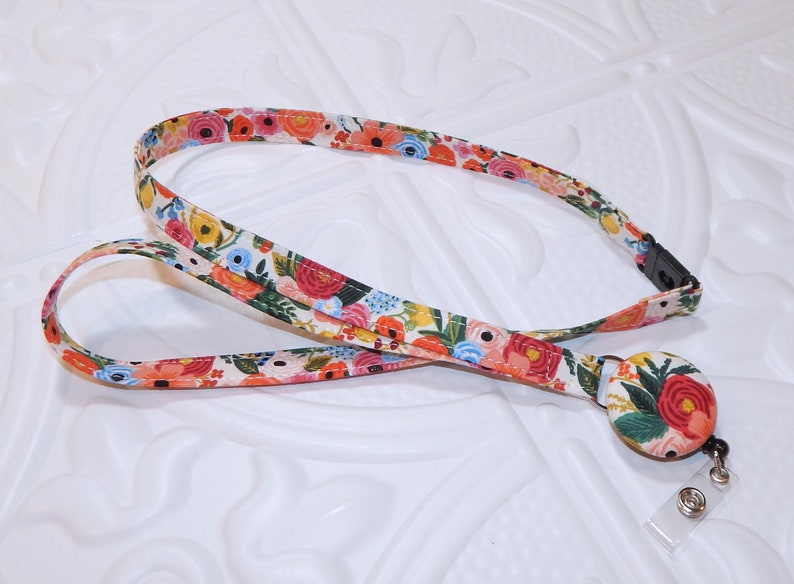 Rifle Paper Co Lanyard With Retractable Badge Reel Id Holder Etsy
