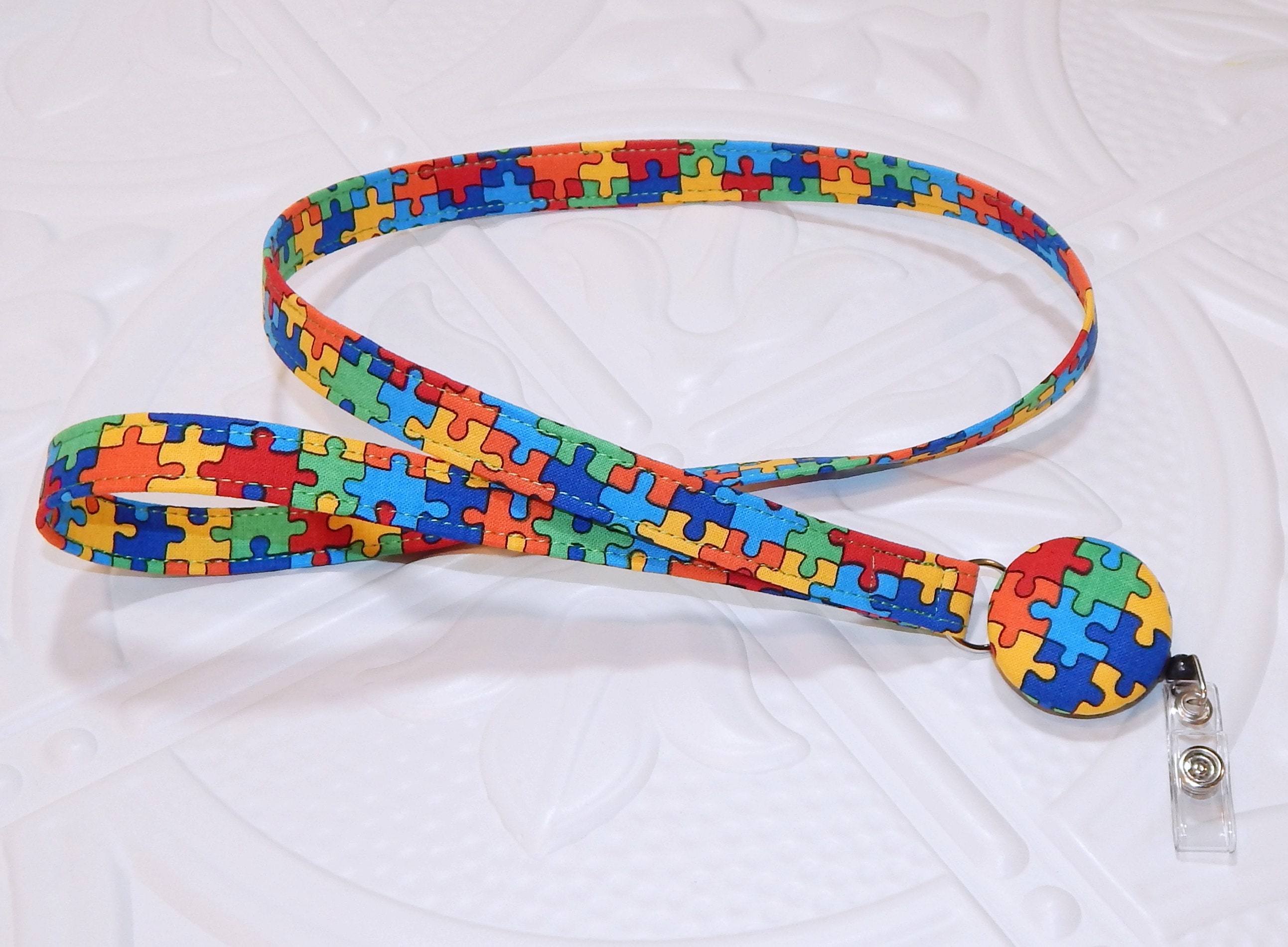 Autism Awareness Lanyard With Retractable Badge Reel Badge Etsy