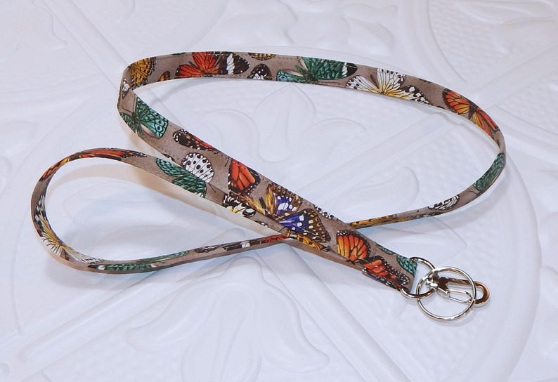 Long Keychain Breakaway Or Regular Lanyard For Keys Butterfly Fabric Lanyard Badge Id Holder Teacher Gifts