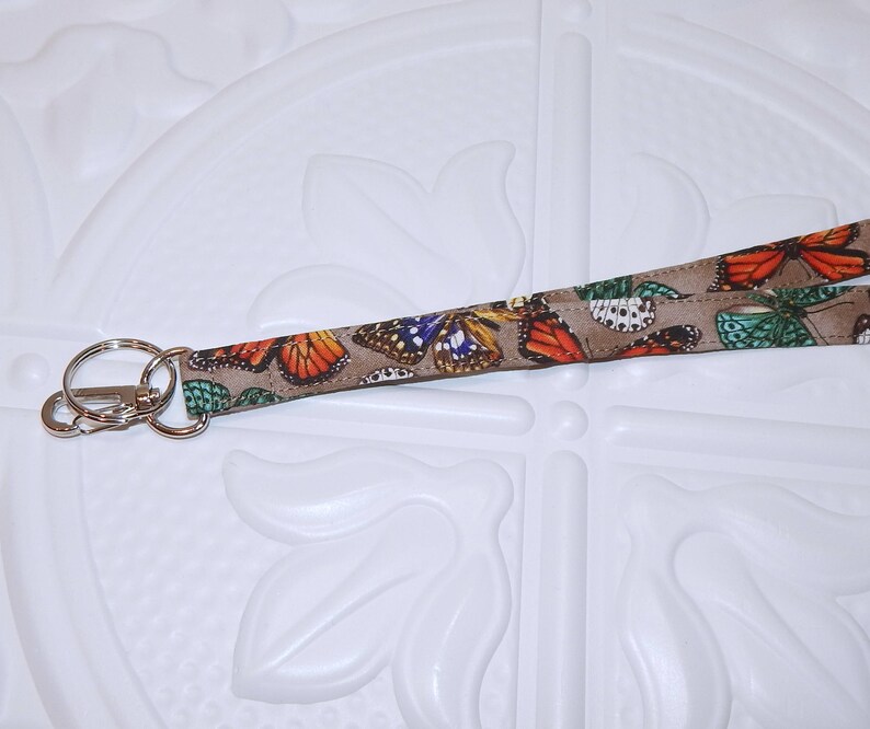 Long Keychain Breakaway Or Regular Lanyard For Keys Butterfly Fabric Lanyard Badge Id Holder Teacher Gifts