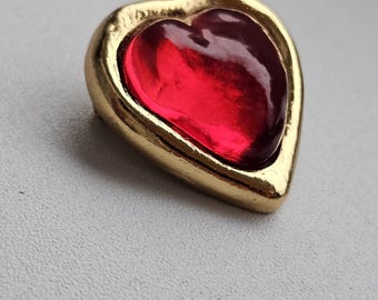 Yves Saint Laurent - Vintage Red Heart Brooch - Etsy Norway