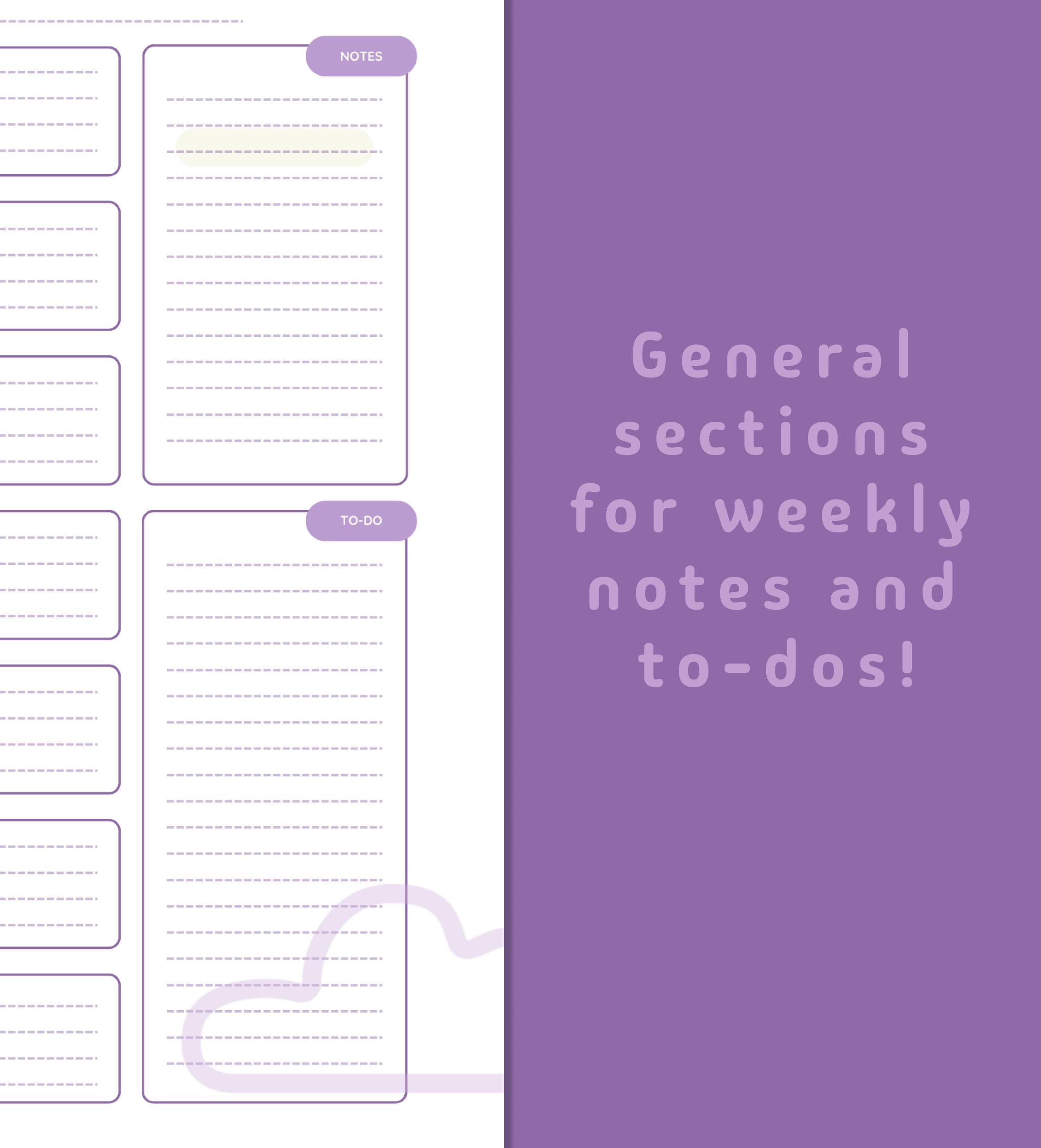 Purple Clouds Weekly Planner – Printable and Digital (PDF and PNG) - Etsy