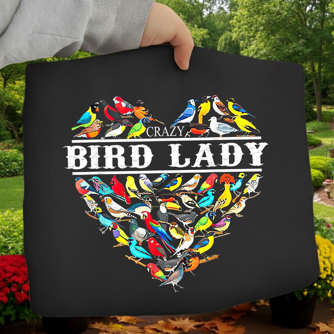 Crazy Bird Lady PNG, Bird Lover Shirt Design, Colorful Birds Heart PNG ...