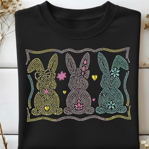 Osterhase mit Strasssteinen (PNG), Glitzerndes Osterhasen-Design, Strasshasen-Vorlage, Funkelnder Osterhase (PNG), Sublimations-Hasen-Design
